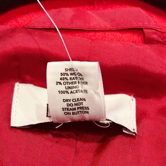 😍LOFT NWT Red Pea Coat with Double Breasted Style and Prominent Collar - Picture 12 of 16